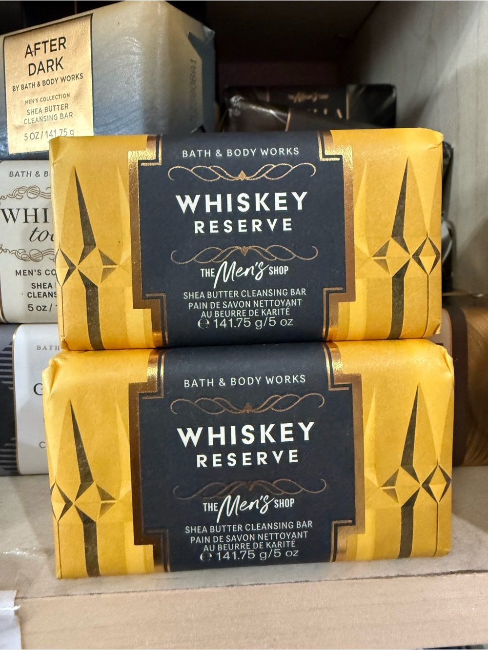 2 Bath & Body Works Whiskey Reserve Shea Butter Cleansing Bar - Gold
